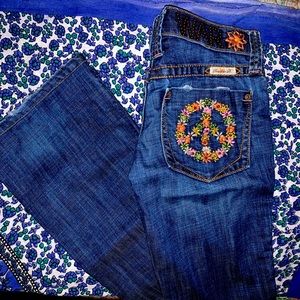 Frankie B Make Love Not War Women’s Blue Jeans